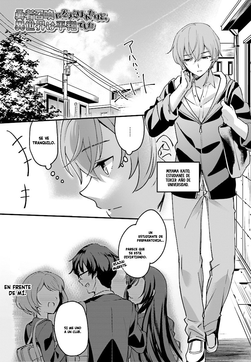 Yuusha Shoukan ni Makikomareta kedo, Isekai wa Heiwa deshita Capítulo 1 - Página 3 en español
